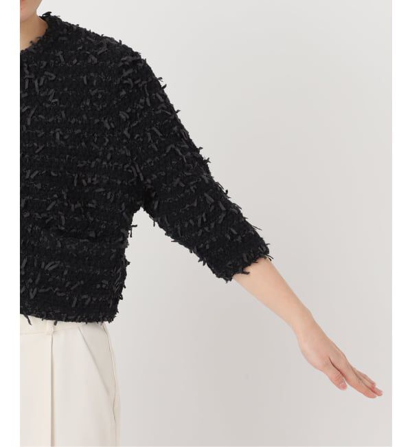 NOBLE「Venit/ヴェニット TAPE YARN KNIT JACKET」|ノーカラージャケット|