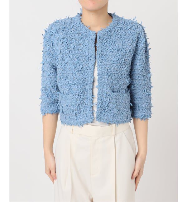 NOBLE「Venit/ヴェニット TAPE YARN KNIT JACKET」|ノーカラージャケット|