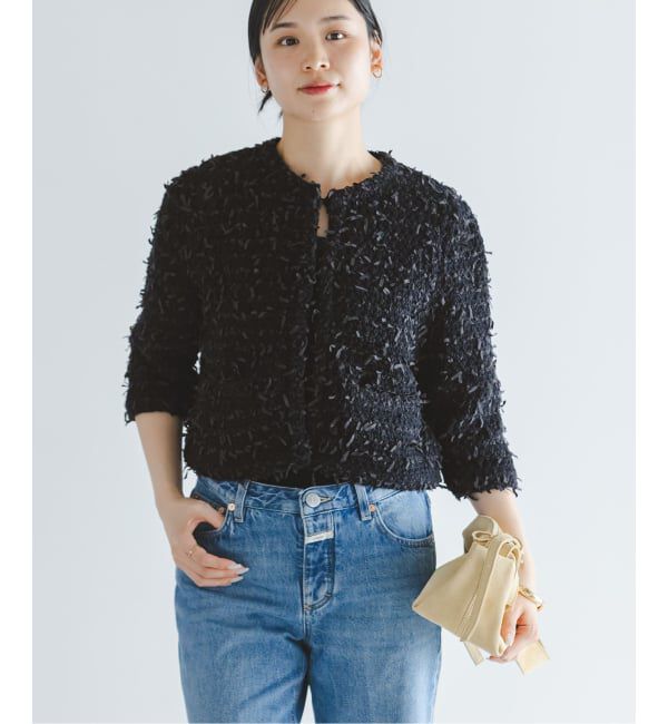 NOBLE「Venit/ヴェニット TAPE YARN KNIT JACKET」|ノーカラージャケット|