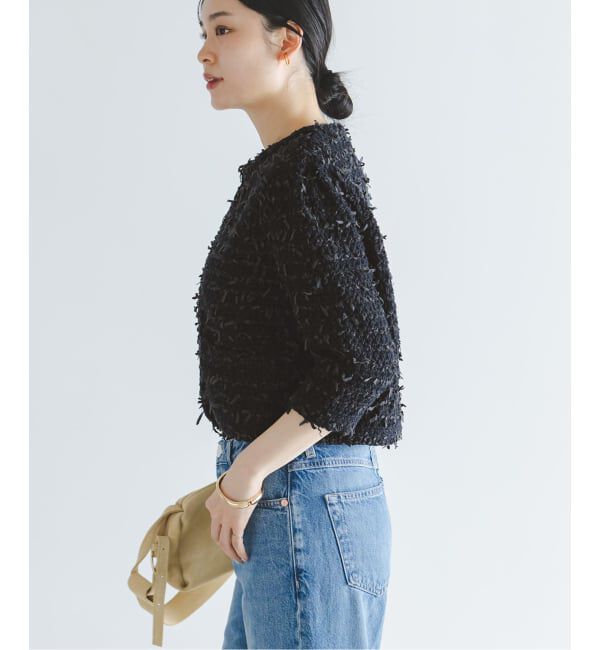 NOBLE「Venit/ヴェニット TAPE YARN KNIT JACKET」|ノーカラージャケット|