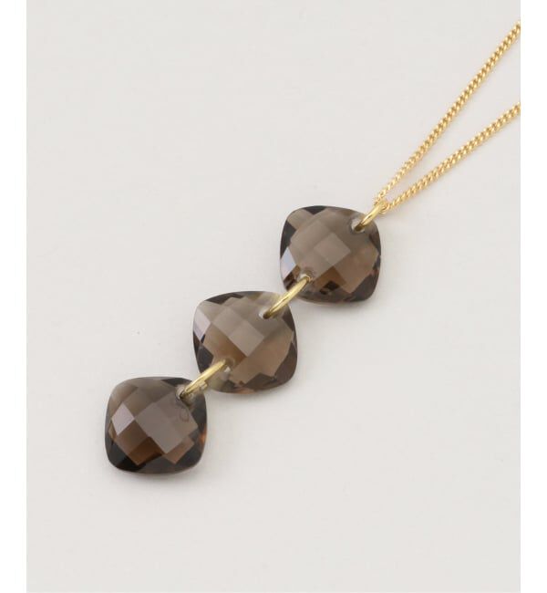 NOBLE「mounir/ムーニエ  スリーストーンネックレス(スモーキークォーツ)」|ネックレス|