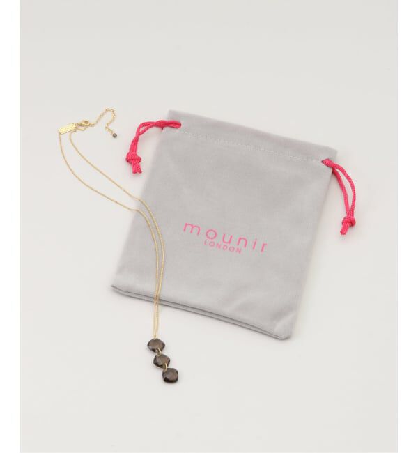 NOBLE「mounir/ムーニエ  スリーストーンネックレス(スモーキークォーツ)」|ネックレス|