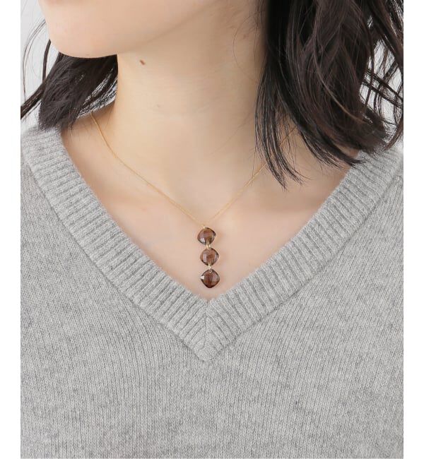 NOBLE「mounir/ムーニエ  スリーストーンネックレス(スモーキークォーツ)」|ネックレス|