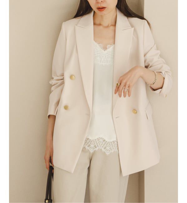NOBLE「《追加予約・新色・セットアップ対応》フローツイルピークドラペルジャケット」|テーラードジャケット|ベージュ