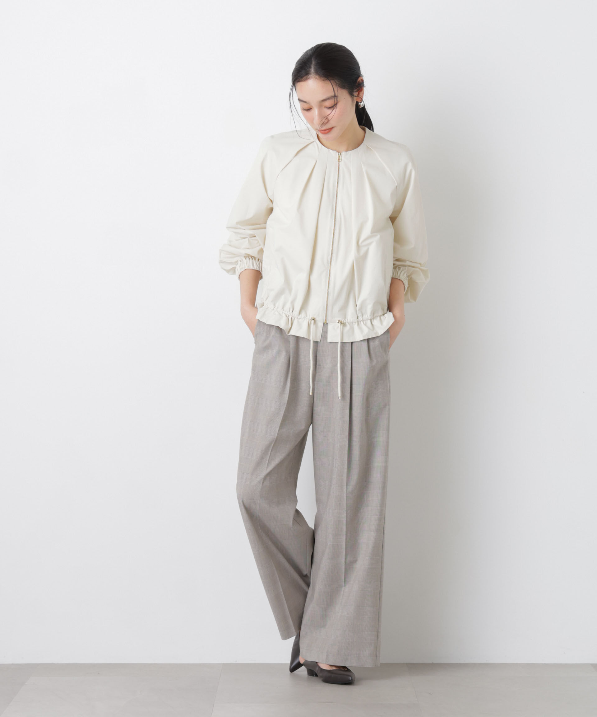 nano･universe「ノーカラードロストタックブルゾン」|ブルゾン・スタジャン|