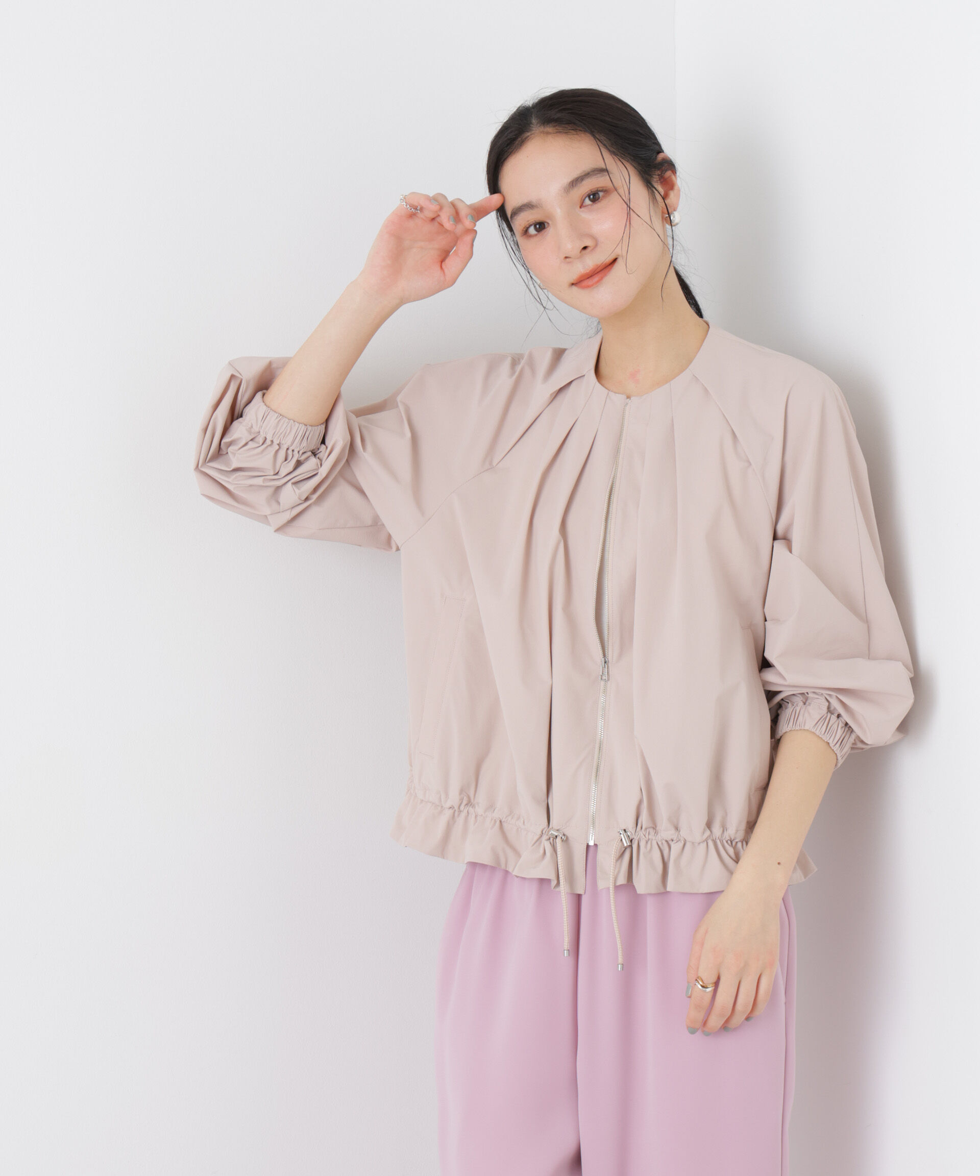 nano･universe「ノーカラードロストタックブルゾン」|ブルゾン・スタジャン|