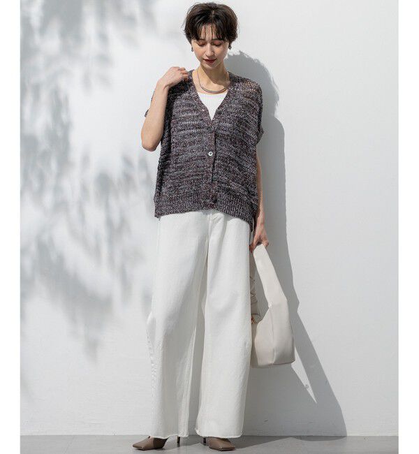 23区「【洗える】テープミックススカシ ドルマン ニットベスト」|ニット・セーター|