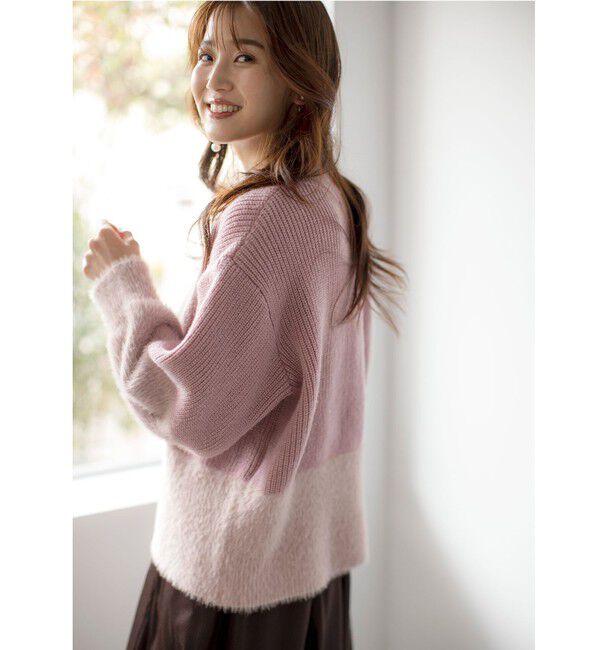 ANY SIS「【洗える】グラデーションフェザー ニット」|ニット・セーター|ピンク