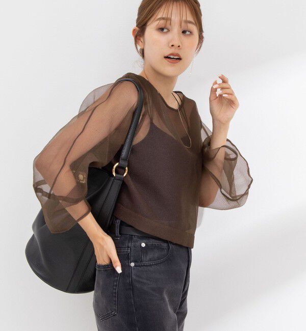 Rie Miller「ランタンスリーブシアー2WAYブラウス」|シャツ・ブラウス|