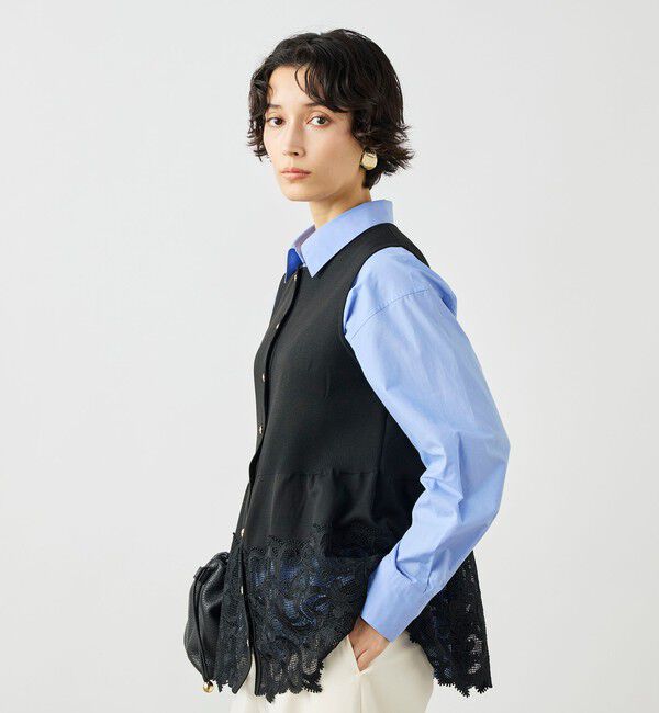 NOLLEY'S「《手洗い可能》レース付きペプラムベスト」|ベスト・ジレ|