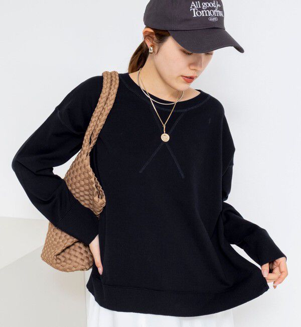 Rie Miller「《手洗い可能》トレーナー風プルオーバーサイドZIP」|ニット・セーター|