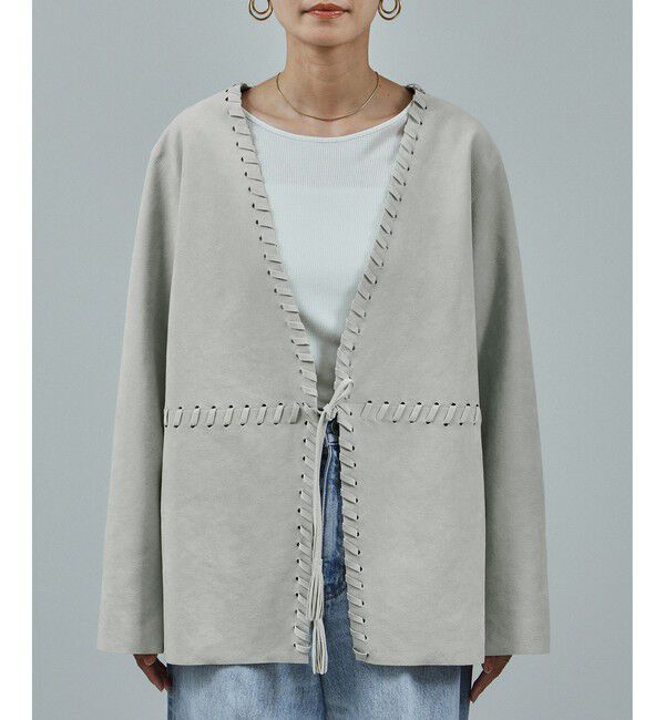 SALON adam et rope'「ウルトラスウェードノーカラータッセルジャケット」|ノーカラージャケット|