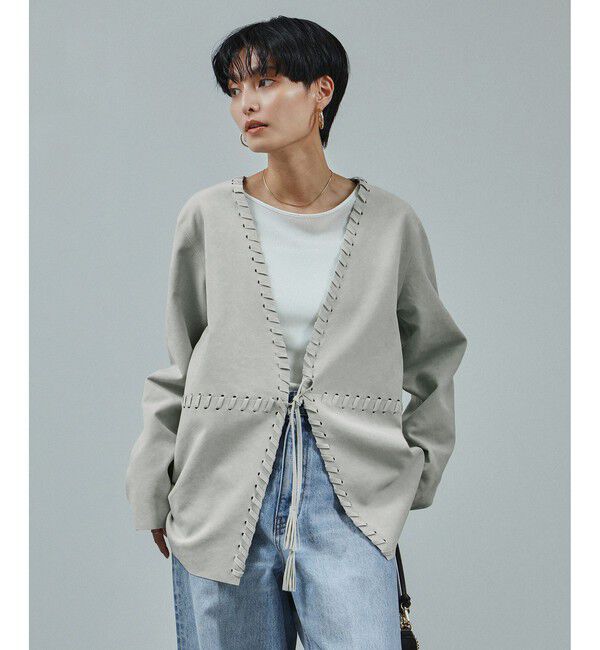 SALON adam et rope'「ウルトラスウェードノーカラータッセルジャケット」|ノーカラージャケット|