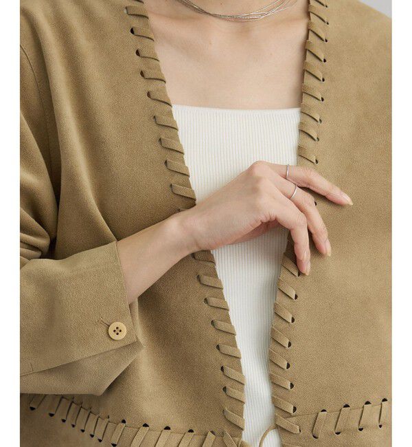 SALON adam et rope'「ウルトラスウェードノーカラータッセルジャケット」|ノーカラージャケット|