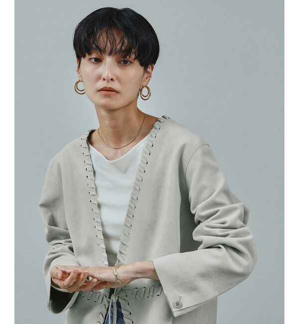 SALON adam et rope'「ウルトラスウェードノーカラータッセルジャケット」|ノーカラージャケット|