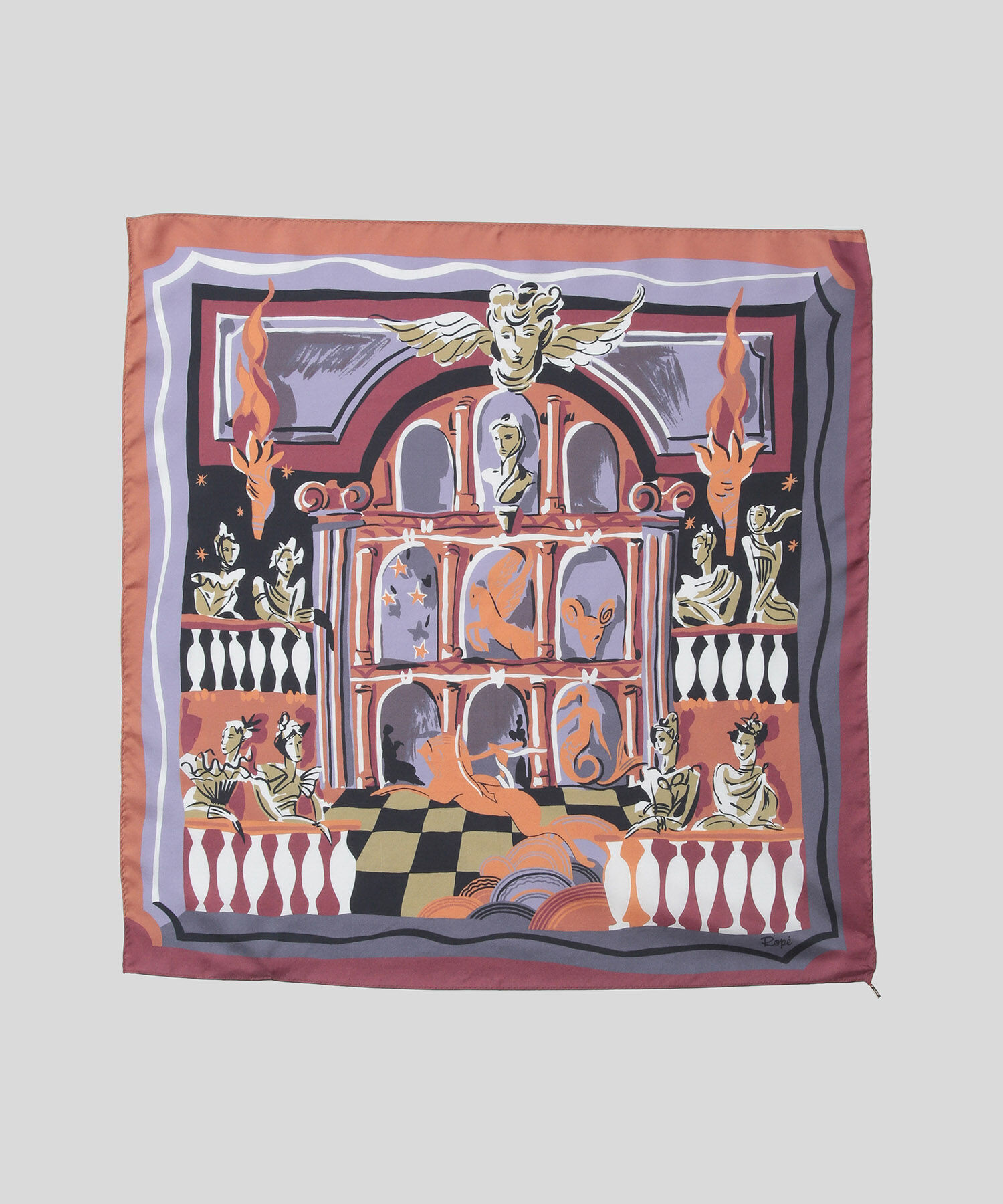 ROP&Eacute;「ROPE'アーカイブパターンシルクスカーフ/Sサイズ」|バンダナ・スカーフ|オレンジ(70)