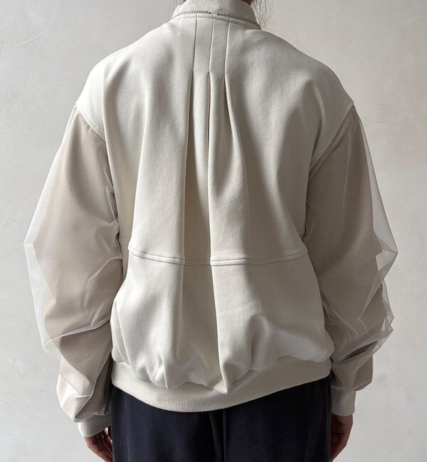  「【WEB限定】袖タックチュール切替ブルゾン」|ブルゾン・スタジャン|