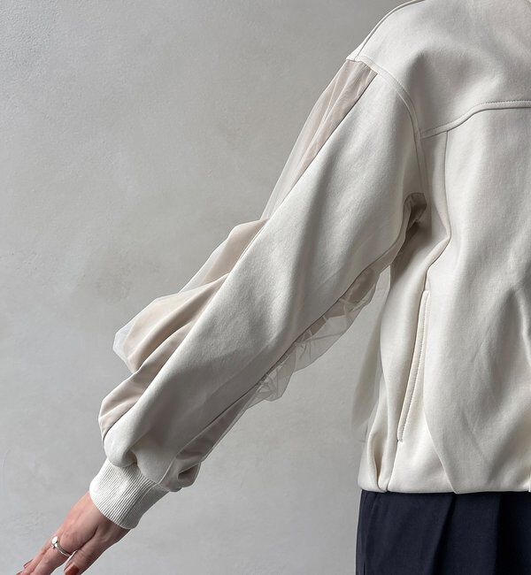  「【WEB限定】袖タックチュール切替ブルゾン」|ブルゾン・スタジャン|