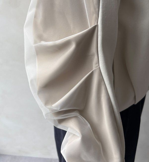  「【WEB限定】袖タックチュール切替ブルゾン」|ブルゾン・スタジャン|