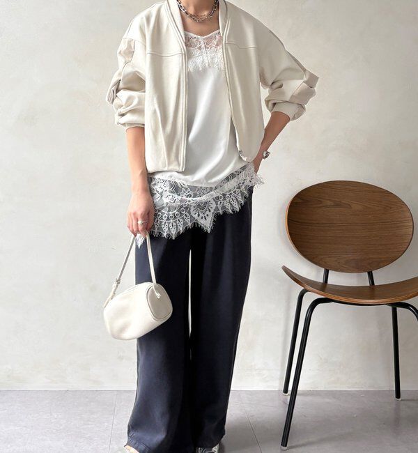  「【WEB限定】袖タックチュール切替ブルゾン」|ブルゾン・スタジャン|