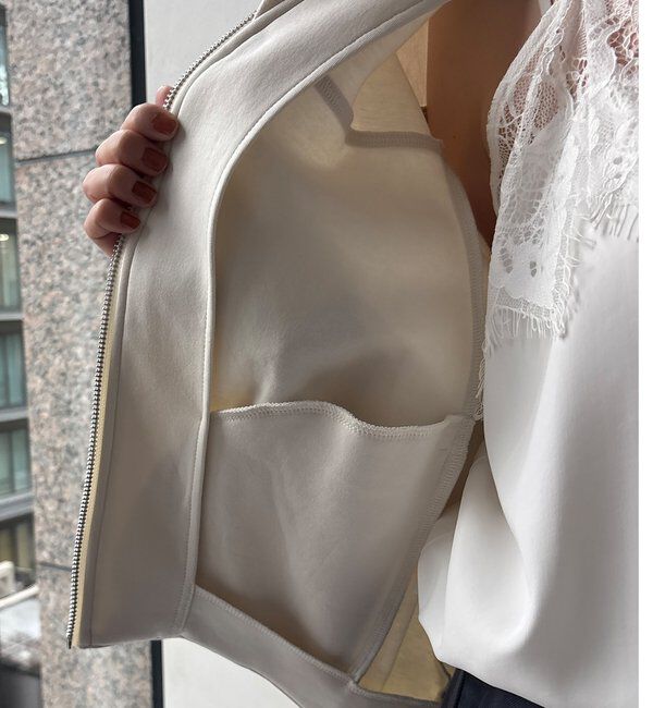  「【WEB限定】袖タックチュール切替ブルゾン」|ブルゾン・スタジャン|