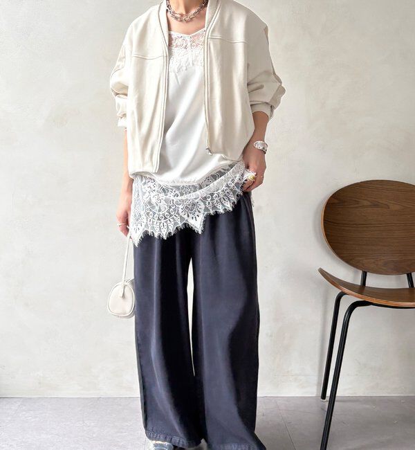  「【WEB限定】袖タックチュール切替ブルゾン」|ブルゾン・スタジャン|