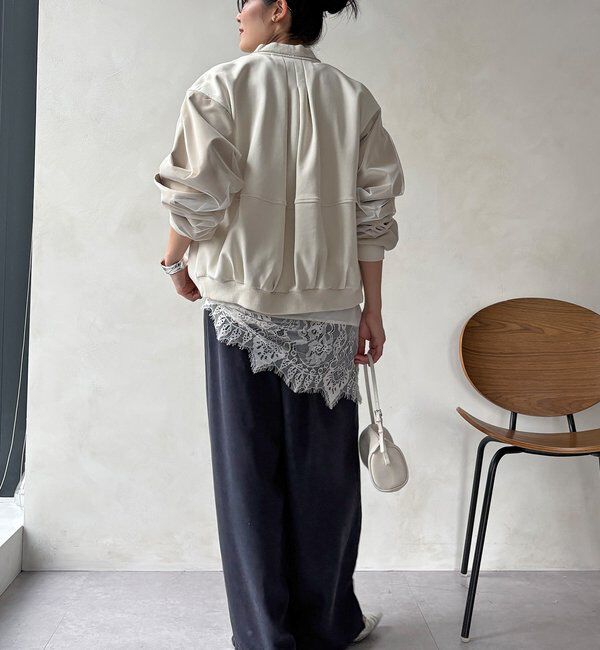  「【WEB限定】袖タックチュール切替ブルゾン」|ブルゾン・スタジャン|