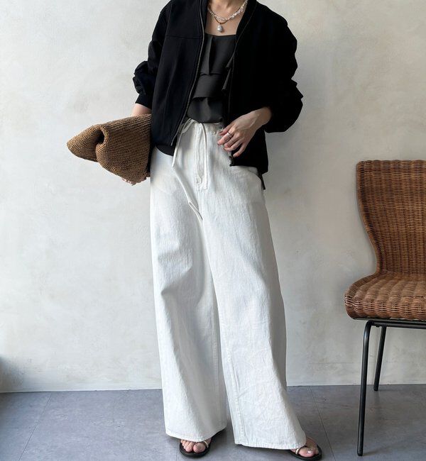  「【WEB限定】袖タックチュール切替ブルゾン」|ブルゾン・スタジャン|