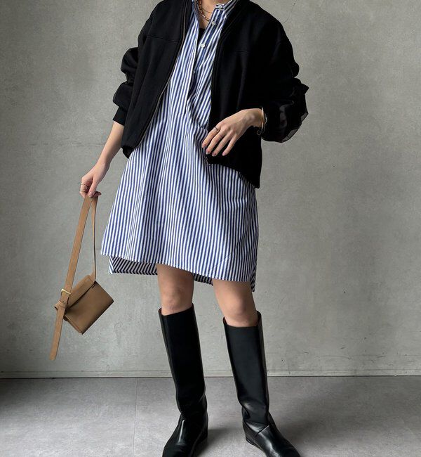  「【WEB限定】袖タックチュール切替ブルゾン」|ブルゾン・スタジャン|