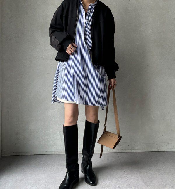  「【WEB限定】袖タックチュール切替ブルゾン」|ブルゾン・スタジャン|