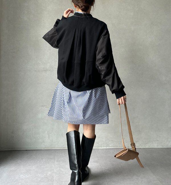  「【WEB限定】袖タックチュール切替ブルゾン」|ブルゾン・スタジャン|