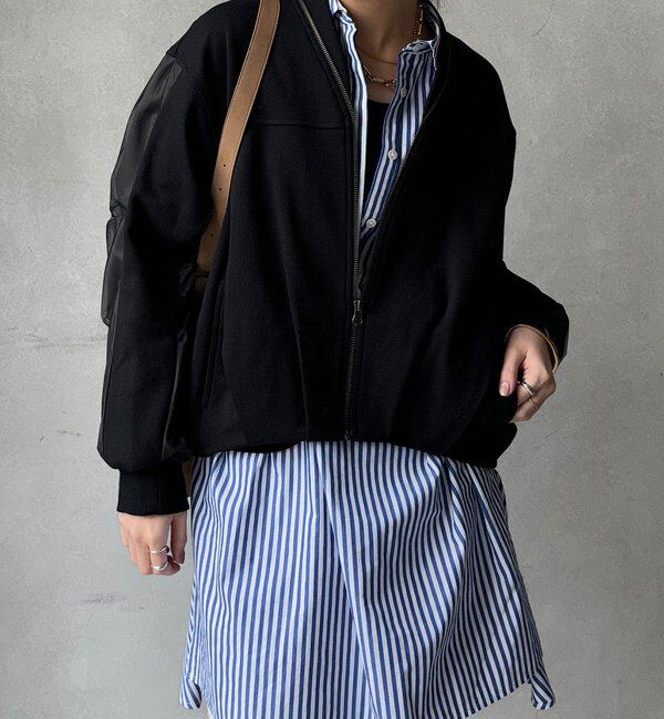  「【WEB限定】袖タックチュール切替ブルゾン」|ブルゾン・スタジャン|