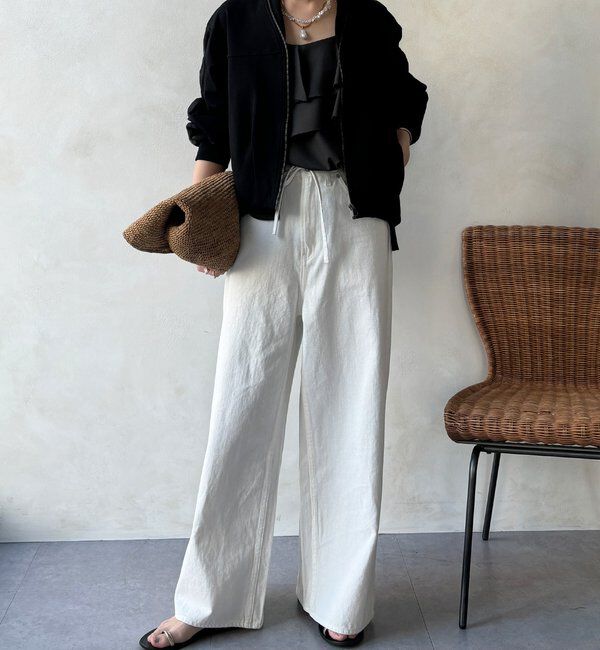  「【WEB限定】袖タックチュール切替ブルゾン」|ブルゾン・スタジャン|