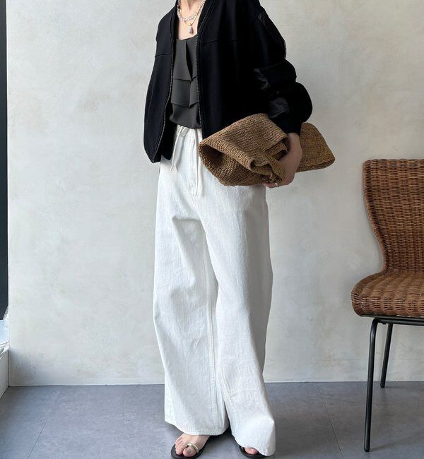  「【WEB限定】袖タックチュール切替ブルゾン」|ブルゾン・スタジャン|