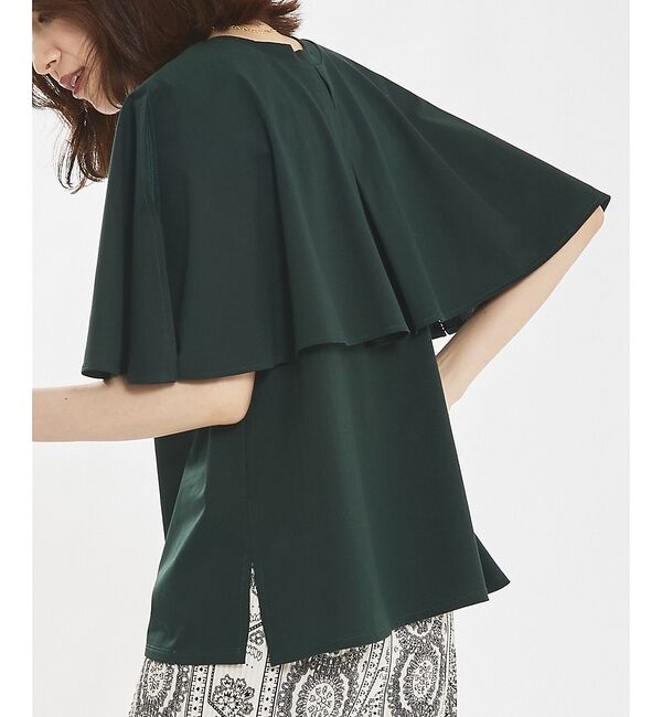 abahouse mavie「シルケットマルチWAYケーププルオーバー」|Tシャツ・カットソー|ダークグリーン