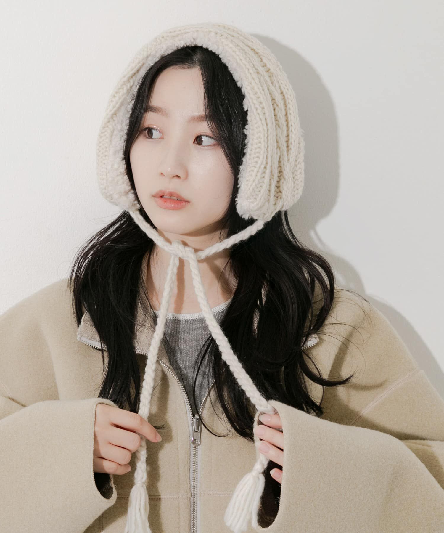 SMELLY「ケーブルコンビイヤーマフ」|イヤーマフ|アイボリー