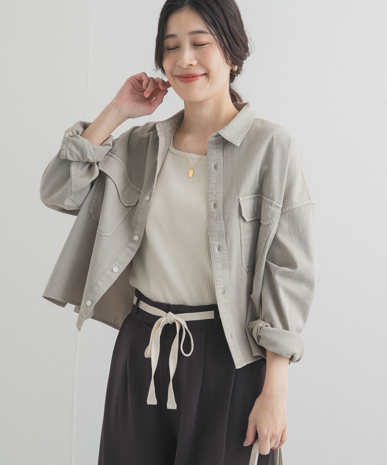 URBAN RESEARCH DOORS「デニムショート丈シャツ」|シャツ・ブラウス|