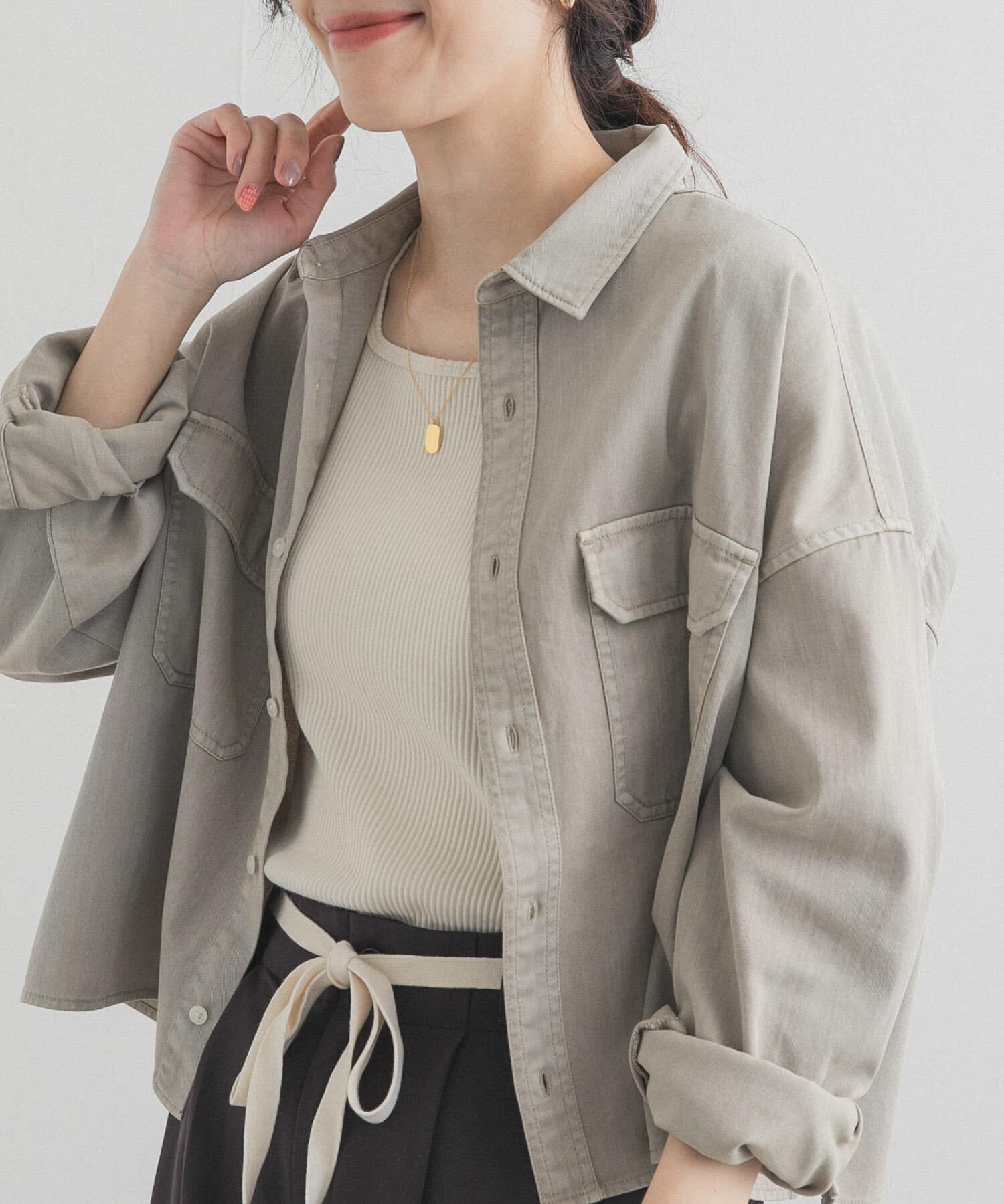 URBAN RESEARCH DOORS「デニムショート丈シャツ」|シャツ・ブラウス|