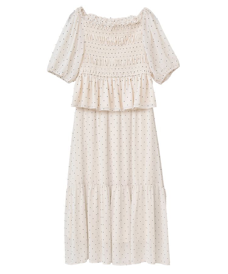 earth music&ecology「SET2点フロッキードットブラウス＋スカート」|スーツ|