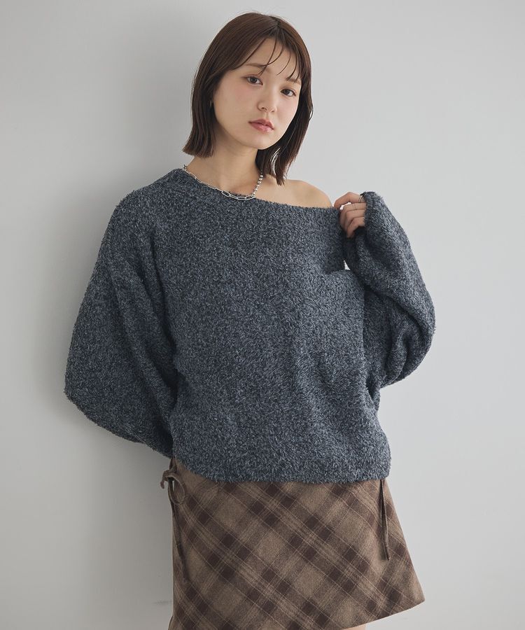 earth music&ecology「オフショルフェザーニットプルオーバー」|ニット・セーター|