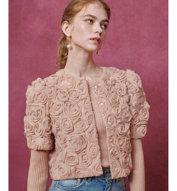 LOULOU WILLOUGHBY「【LOULOU WILLOUGHBY】チュールローズブルゾン」|ブルゾン・スタジャン|