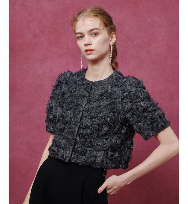 LOULOU WILLOUGHBY「【LOULOU WILLOUGHBY】チュールローズブルゾン」|ブルゾン・スタジャン|