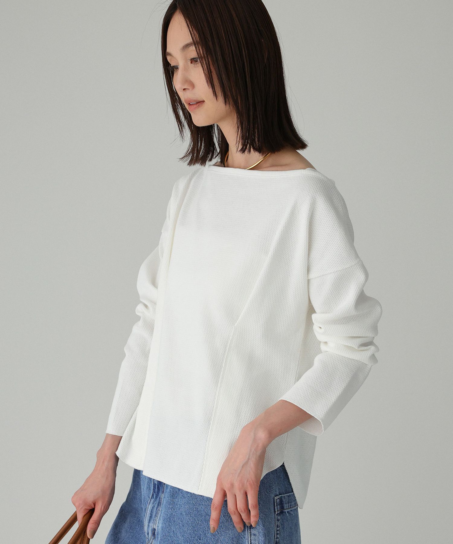 BABYLONE「コットンハニカムプルオーバー」|Tシャツ・カットソー|ﾎﾜｲﾄ