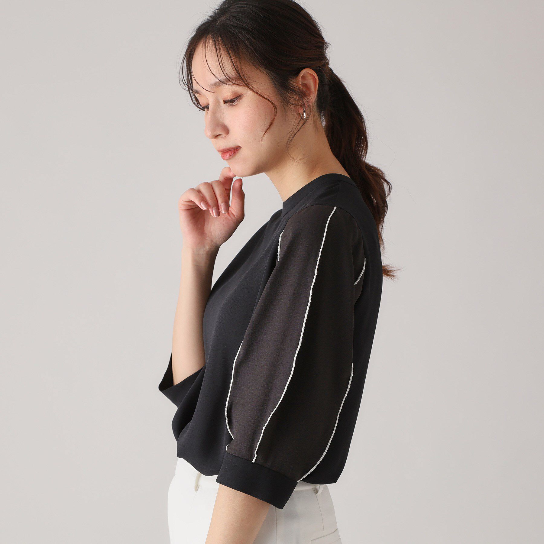 COUP DE CHANCE「【洗える／刺しゅうディテール】袖デザインブラウス」|シャツ・ブラウス|