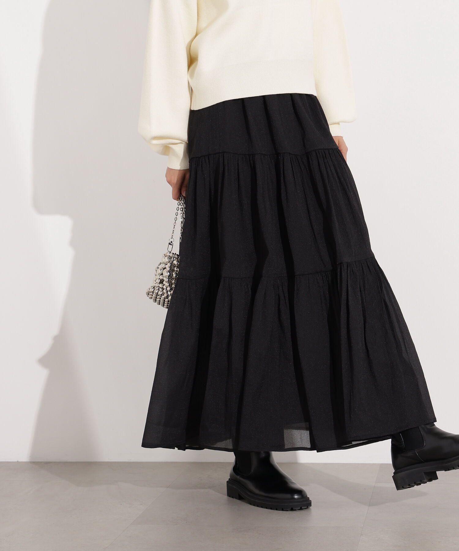  「オーガンジーティアードスカート」|スカート|