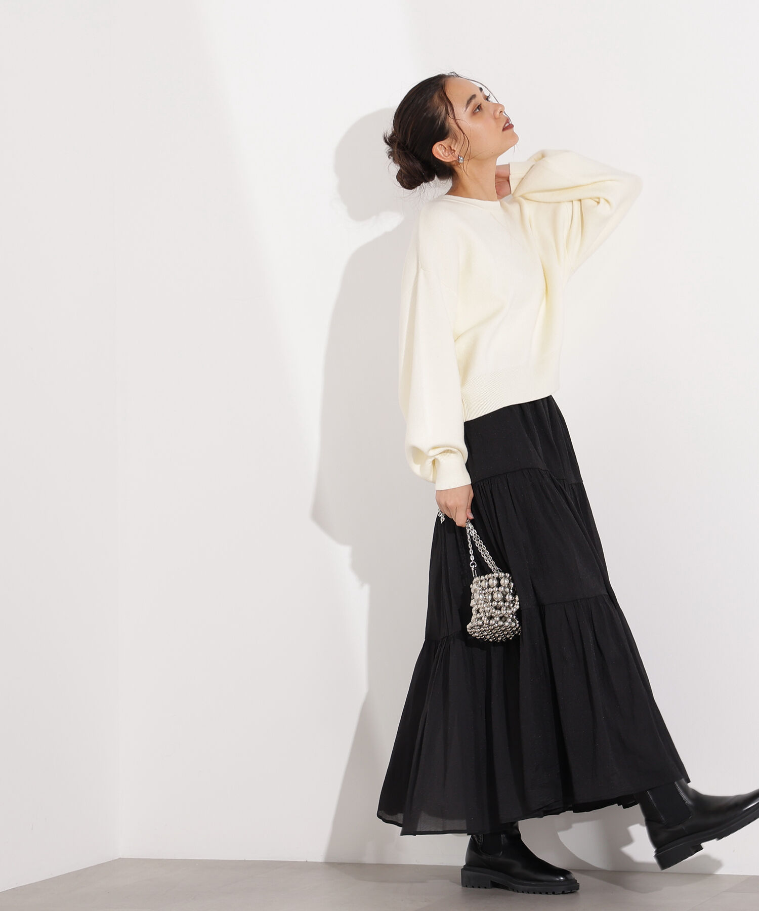  「オーガンジーティアードスカート」|スカート|