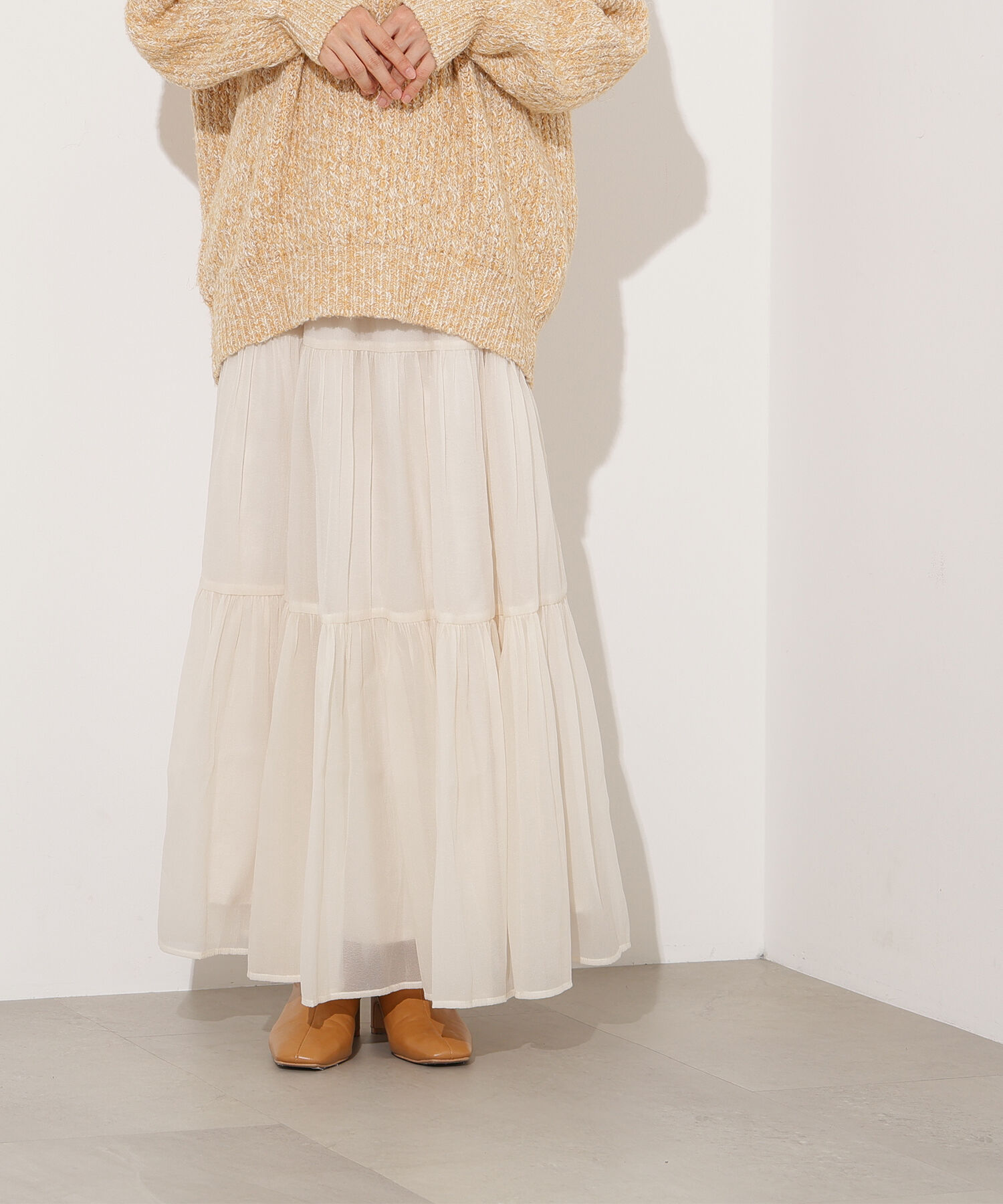  「オーガンジーティアードスカート」|スカート|