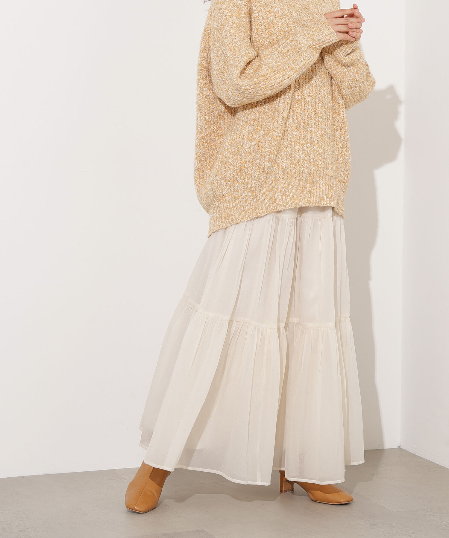  「オーガンジーティアードスカート」|スカート|