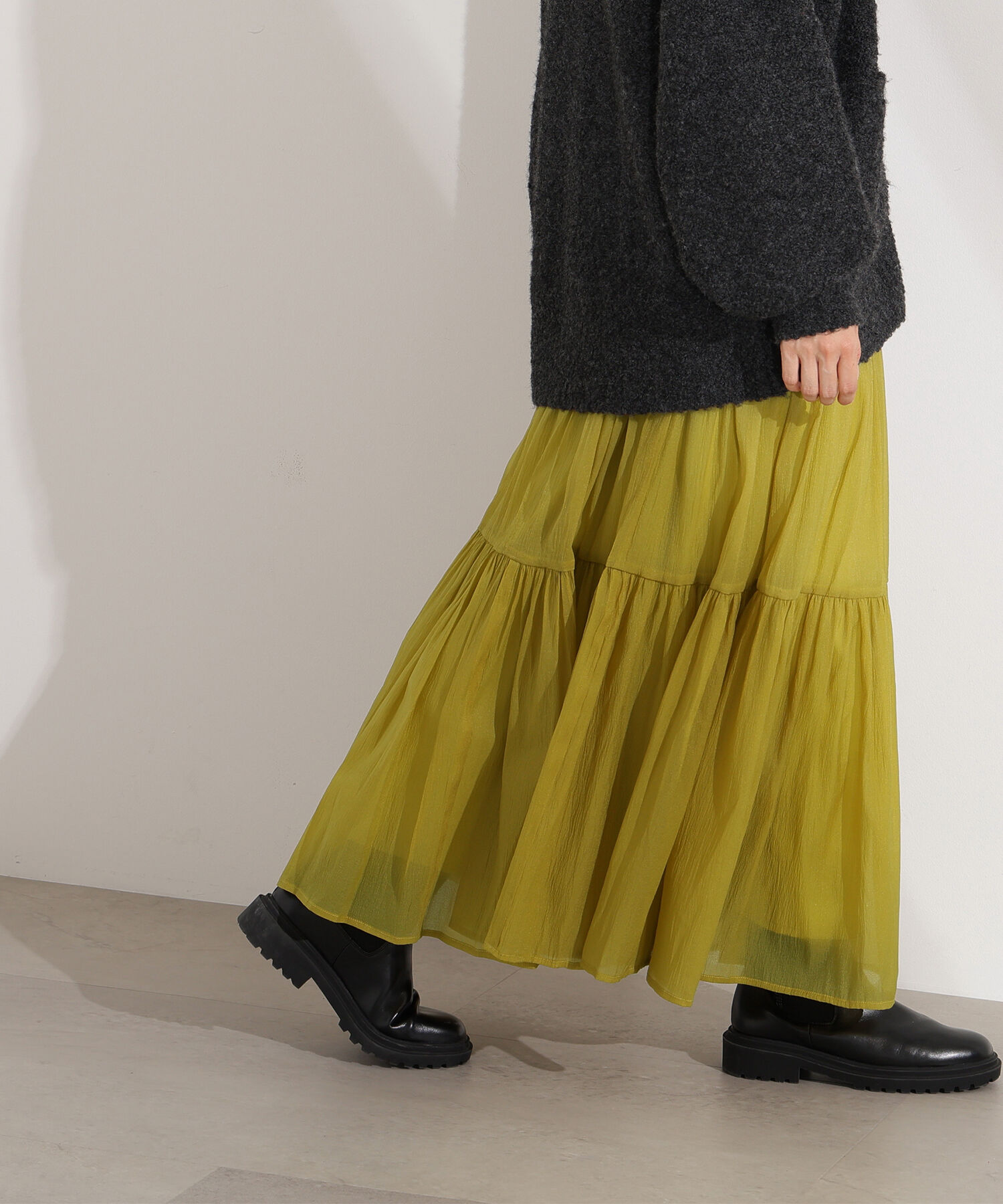  「オーガンジーティアードスカート」|スカート|