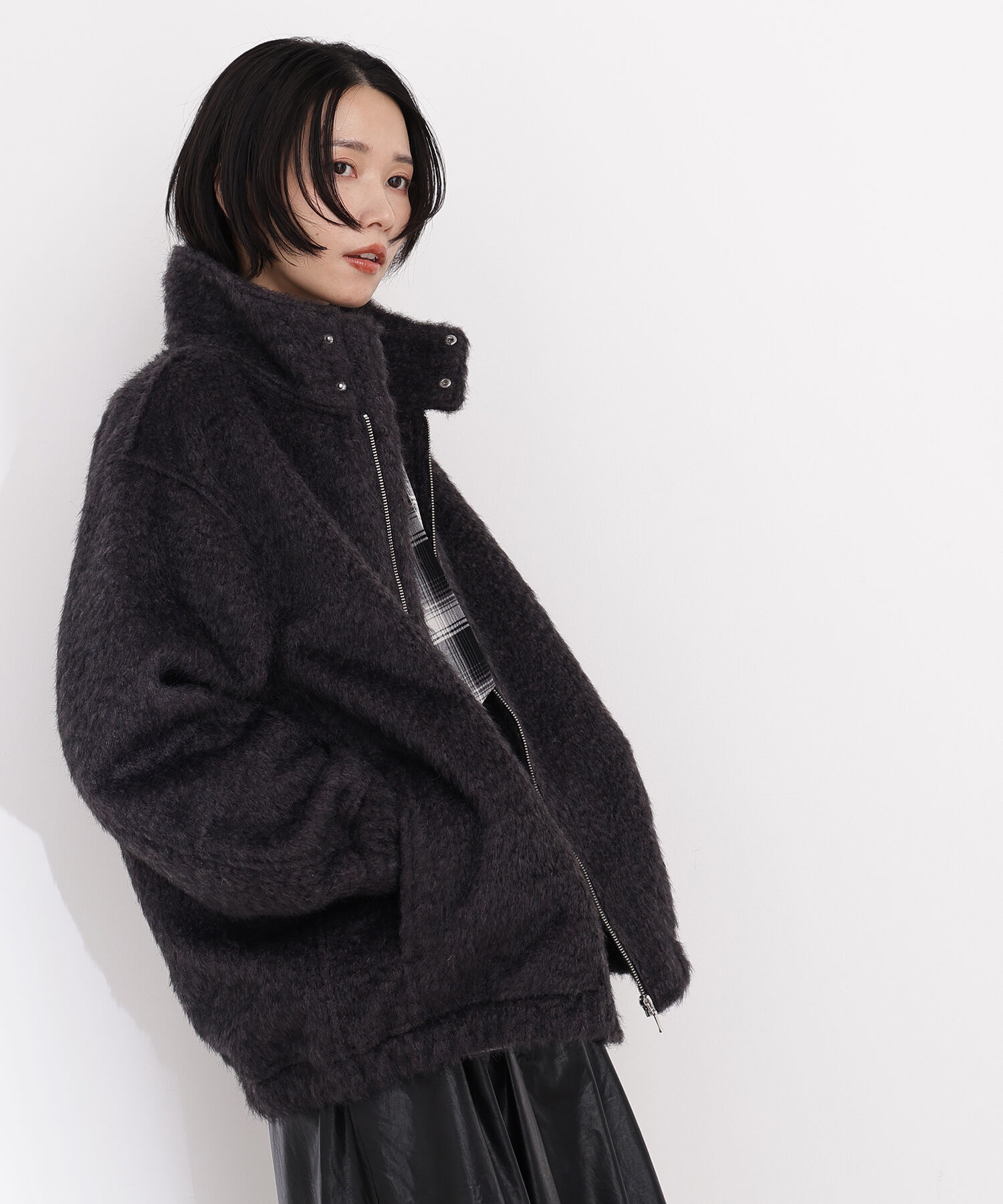  「スタンドネックシャギーブルゾン」|ブルゾン・スタジャン|